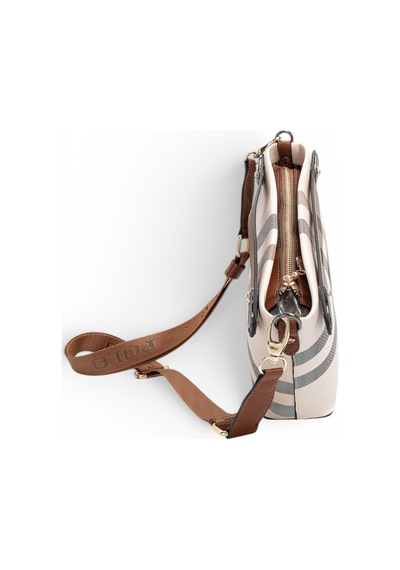 Silver & Polo Silver Polo Krem - Taba Ekose Kadın Çapraz Çanta Sp1288