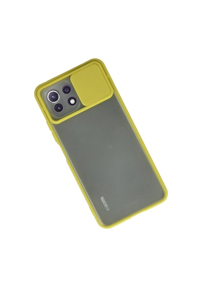 Newface Xiaomi Mi 11 Lite Kılıf Palm Buzlu Kamera Sürgülü Silikon Semeglbl - 62 - Sarı