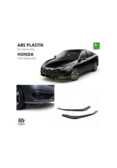 S-dizayn Honda Civic Fc5 Abs Plastik Ön Tampon Flap Parlak Siyah 2016-2021 A+kalite