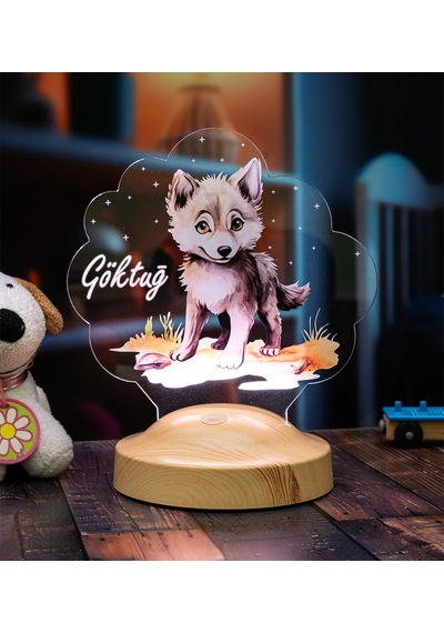 Sevimli Kurt Çocuk Odası Gece Lambası, Kurt Köpeği Bebek Doğum Günü Hediyesi, İsimli Çocuk Hediyesi