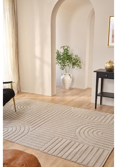 Kaşmir Halı Iskandinav Rune Beige 160X230 CM Salon Mutfak Halısı Yolluk Kilim
