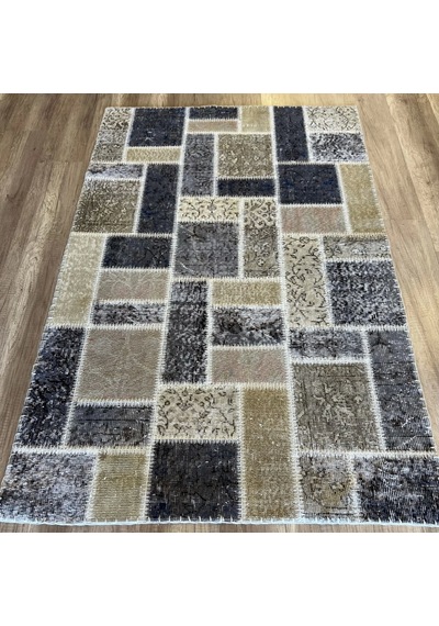 Hoom Rugs Patchwork Krem Gri Siyah El Dokuma Kilim Krem - Gri