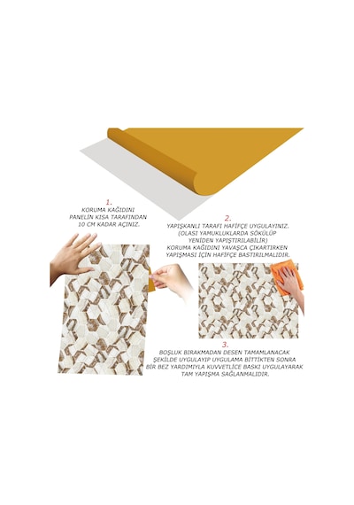 Tink Kendinden Yapışkanlı Kahverengi Petek Desenli Pvc Panel 41x62 Cm