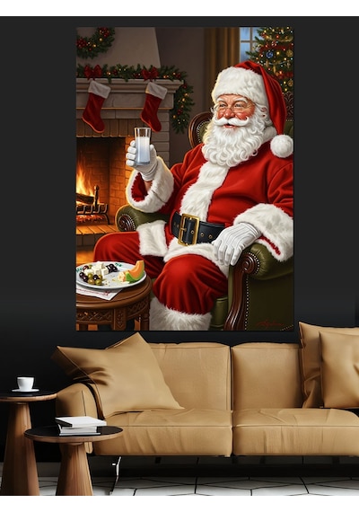 Ahşap Tablo Noel Baba Rakı Keyfi Ünlü Tabloları