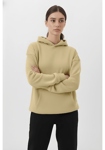 Uyguntarz Unisex Yumuşak Dokulu 3 İplik Cream Oversize Sweatshirt Bej