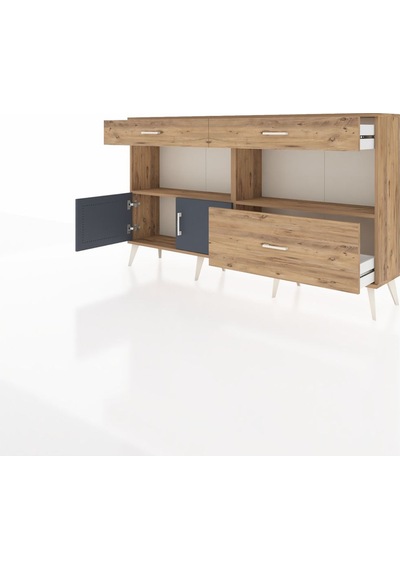 Arges Konsol 2 Raflı 3 Çekmeceli 2 Kapaklı 176x30x99 Çam-antrasit Çam-antrasit/çam Arges Konsol 2 Raflı 3 Çekmeceli 2 Kapaklı 176x30x99 Çam-antrasit Çam-antrasit/çam
