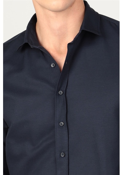 Tudors Slim Fit Dar Kesim Oxford Spor Erkek Gömlek-19562 Lacivert
