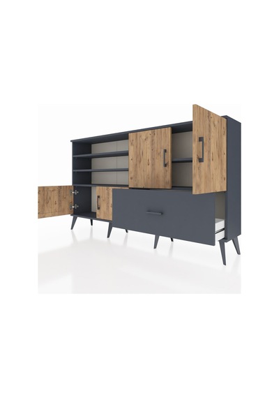 Arges Konsol 5 Raflı Tek Çekmeceli 4 Kapaklı 176x30x99 Antrasit-ç Antrasit-çam/antrasit Arges Konsol 5 Raflı Tek Çekmeceli 4 Kapaklı 176x30x99 Antrasit-ç Antrasit-çam/antrasit