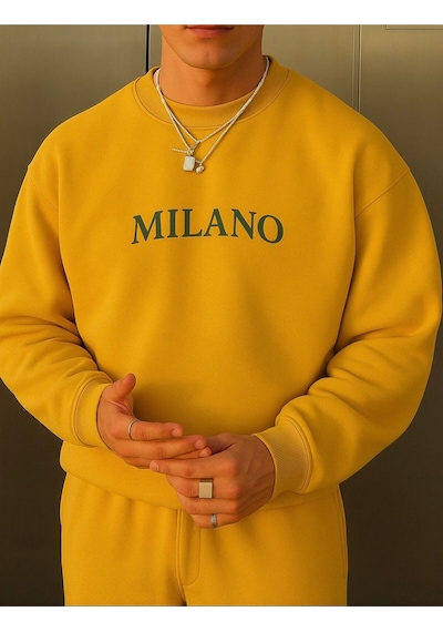 Benroma Milano Baskılı Unisex Sweatshırt Çok Renkli