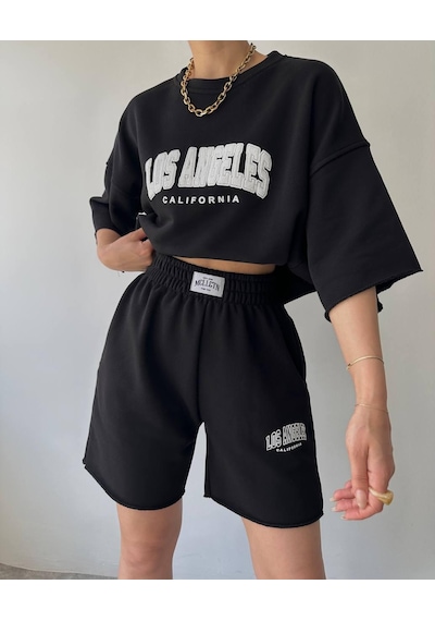 Mai Collection Mai Studios Co. Los Angeles Şort-t-shirt Takım - Sıyah Siyah