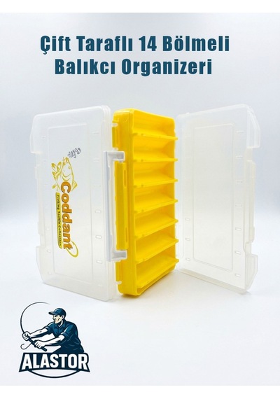 Balıkçı Organizer Kutu Bölmeli Kutu Rapala Kutusu 14gözlü Balıkçılık Kutusu Organizer Çift Taraflı Kutu