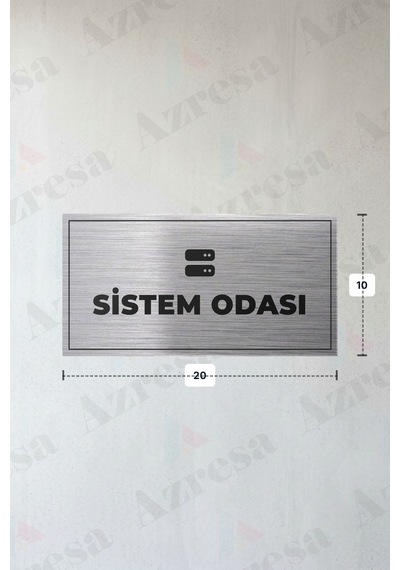 Sıstem Odası Yazılı - Metal - Gümüş Renk - Kapı İsimliği - 20x10 Cm