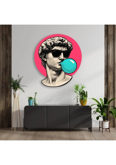 Güneş Gözlüklü David Sakız Pop Art - Metal Tablo - Dec0144 45 X 50 Cm Çok Renkli