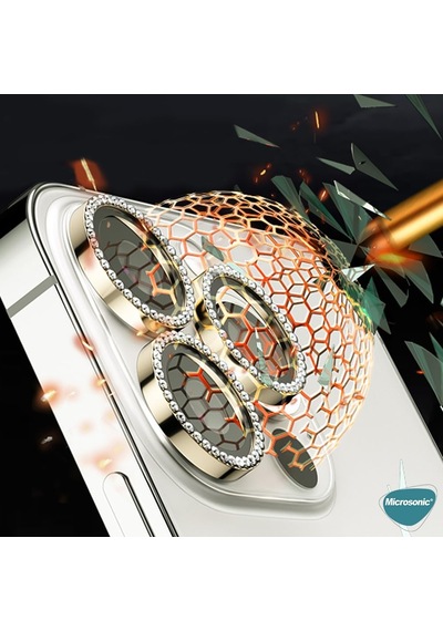 Apple İphone 16 Pro Tekli Diamond Taşlı Kamera Koruma Camı Siyah İphone 16 Pro İle Uyumlu Kamera Koruyucu Film - Siyah