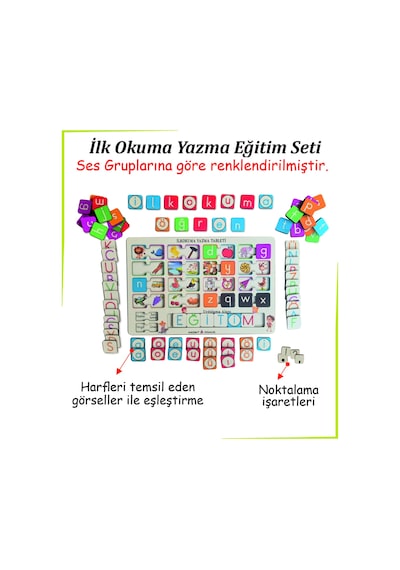 Ahşap İlk Okuma Yazma Eğitim Seti Okuma Yazma Öğreniyorum Türkçe İngilizce