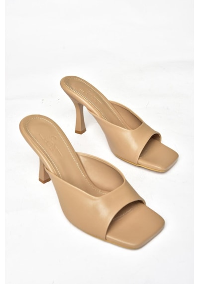 Fox Shoes S590033109 Ten İnce Topuklu Kadın Terlik Ten