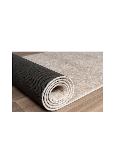 Plato Halı Parantez Saltanat Lüks Oturma Odası, Salon, Antre, Yıkanabilir Polyester Kaymaz Taban Krem Halı