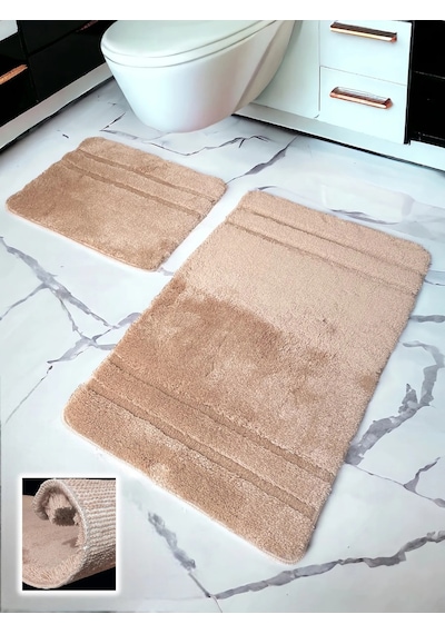 Salzach Bej 2li Banyo Paspası 60x100 50x60 Cm Bej