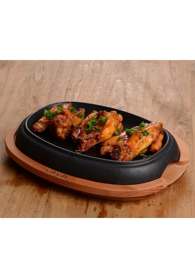 Lava Döküm Oval Fajita Tabağı Kayın Servis Ahşabı Ölçü 26x19cm.