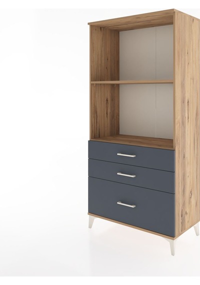 Hyperion Dolap 2 Raflı 3 Çekmeceli 88x44x182 Çam-antrasit Atlas Çam