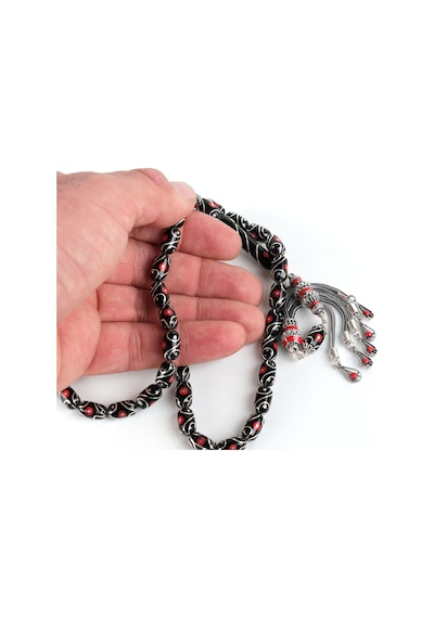 Erzurum Oltu 925ayar Gümüş Püskül Mercan Ve Gözyaşı İşlemeli Kapsül Kesim 6.5x11.5mm Tesbih - Yusuf Akansel Usta El İşi Gümüş - Siyah Erzurum Oltu 925ayar Gümüş Püskül Mercan Ve Gözyaşı İşlemeli Kapsül Kesim 6.5x11.5mm Tesbih - Yusuf Akansel Usta El İşi Gümüş - Siyah