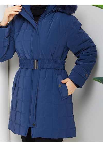 Eslemnur Nova Kumaş Şişme Mont 85cm Mavi