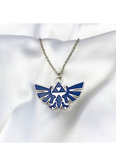 Anime Legend Of Zelda Logolu Mavi Gümüş Kolye Çok REnkli