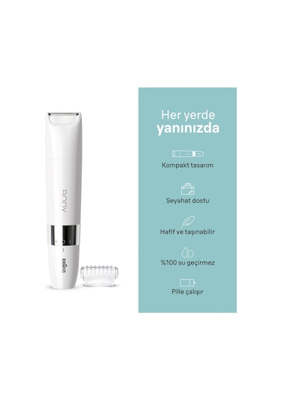 Braun Body Mini Trimmer BS1000 Islak & Kuru Vücut Tüy Kesme Makinesi + Pil + Temizleme Fırçası