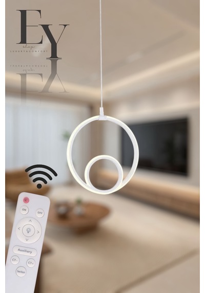 Ey Shop Beyaz Damla Göz Model 3 Renk Led Kumandalı Avize Beyaz