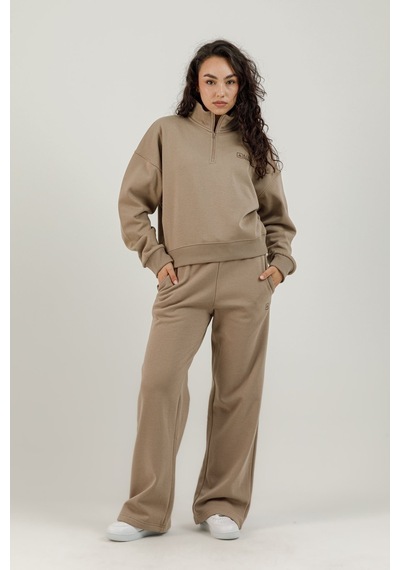 Airlife Bolder Fz.7 Yarım Fermuarlı Kadın Dik Yaka Sweatshirt Kahverengi