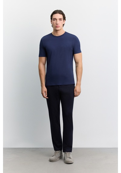 Avva Erkek Lacivert Bisiklet Yaka Soft Touch Premium Basic Regular Fit T-shirt A62y1037