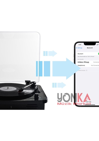 Midex Mtx-356 Nostaljik Pikap Plak Çalar (Şarjlı Bluetooth Aux Ho