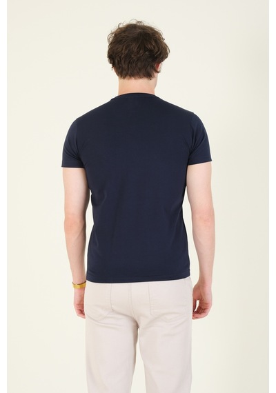 Giyim Dünyası Erkek Sıfır Yaka Basic T-shirt Lacivert 001
