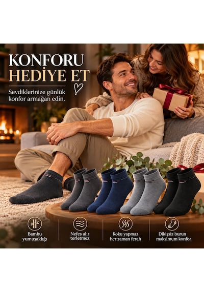 Genel Erkek Bambu Patik Çorap 4'lü Set Yumuşak Dikişsiz Nefes Alan Sıkmayan Çok Renkli / 39-44 / 4 Adet Genel Erkek Bambu Patik Çorap 4'lü Set Yumuşak Dikişsiz Nefes Alan Sıkmayan Çok Renkli / 39-44 / 4 Adet