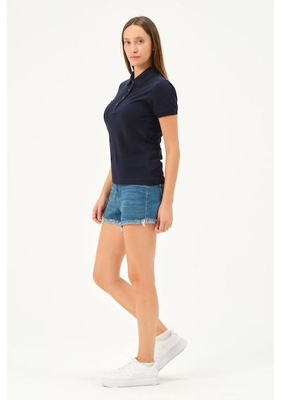 Msw Kadın Kısa Kollu Regular Fit Polo Yaka T-shirt Lacivert