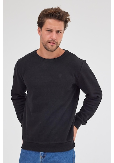 Mmetalic Erkek Siyah Standart Fit Normal Kesim Pamuklu Basic Bisiklet Yaka Sweatshirt Mtlce113-siyah Siyah