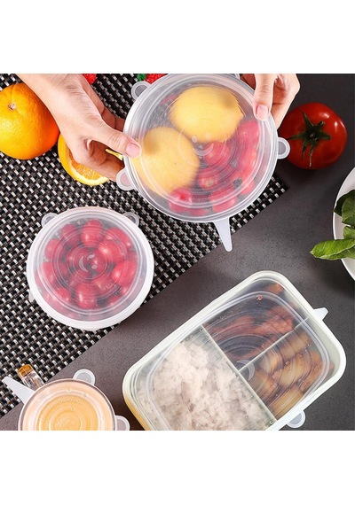 Silikon Streç Kapak Bardak Kapak Gıda Bonesi Saklama Kabı 6 Adet Çok Renkli