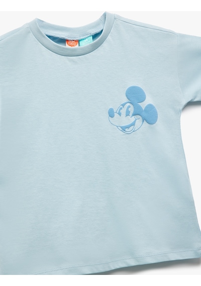 Koton Mickey Mouse Lisanslı Bisiklet Yaka Kısa Kollu Baskılı Tişört Mavi 5smb10261tk Mavi