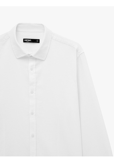 Koton Pamuklu Uzun Kollu Klasik Yaka Slim Fit Gömlek Beyaz 6sam60095hw