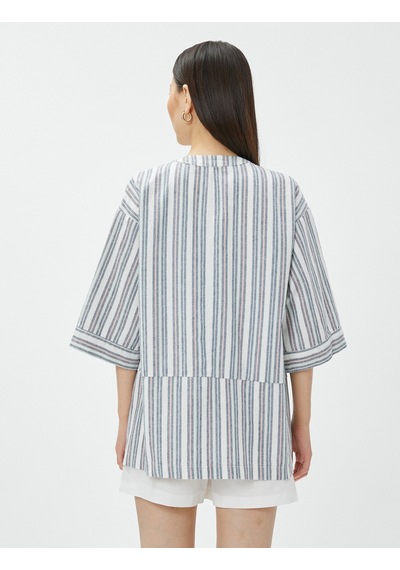 Koton Oversize Keten Kimono Cepli Kısa Kollu Çizgili Multi Renkli 3sak50189uw 3SAK50189UWCSM Çok Renkli Koton Oversize Keten Kimono Cepli Kısa Kollu Çizgili Multi Renkli 3sak50189uw 3SAK50189UWCSM Çok Renkli