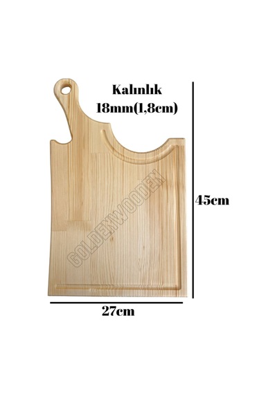 Balta Doğal Ahşap Sunum Tabağı Ahşap Sunumluk Beyaz Çam Boy:45cm En:27cm
