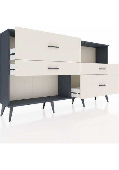 Arges Konsol Tek Raflı 4 Çekmeceli 176x30x99 Antrasit-aytaşı Antrasit-aytaşı Arges Konsol Tek Raflı 4 Çekmeceli 176x30x99 Antrasit-aytaşı Antrasit-aytaşı