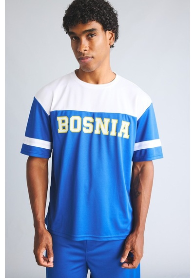 Defacto Boxy Fit Bisiklet Yaka Kısa Kollu Baskılı Tişört I7744ax26aube333 Mavi-be333