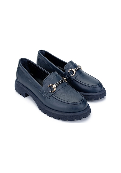Tamer Tanca Kadın Hakiki Deri Lacivert Loafer Ayakkabı 1065 201-4259 Bn Ayk Sk24-25 Lacı Dr Lacivert