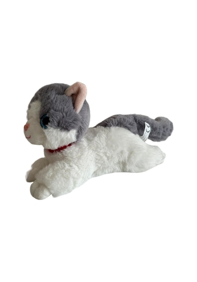 Sesli Yatan Miyavlayan 25 Cm Peluş Kedi Oyuncak - Gri Gri