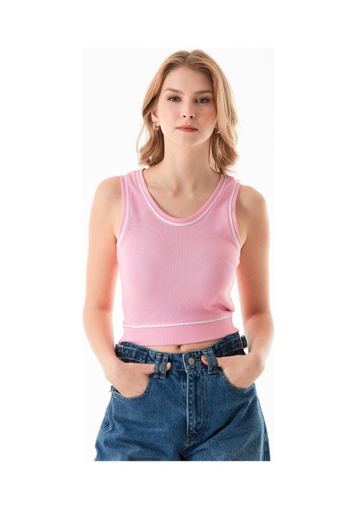 Fullamoda Fitilli U Yaka Body 25ygb7220128345-pembe Pembe