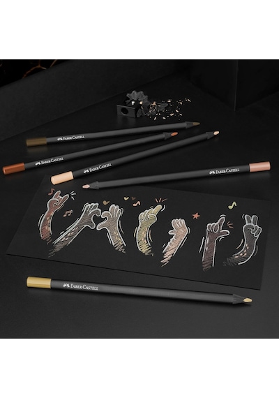 Black Edition Boya Kalemi 12'li Skin Tones, Siyah Lata, Siyah Kağıda Uyumlu, Ergonomik Üçgen Gövde, Ten Renkleri Genel