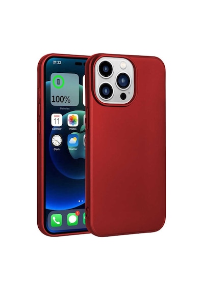 Kilifone - Apple Uyumlu iPhone 14 Pro Max - Kılıf Mat Renkli Esnek Premier Silikon Kapak - Kırmızı