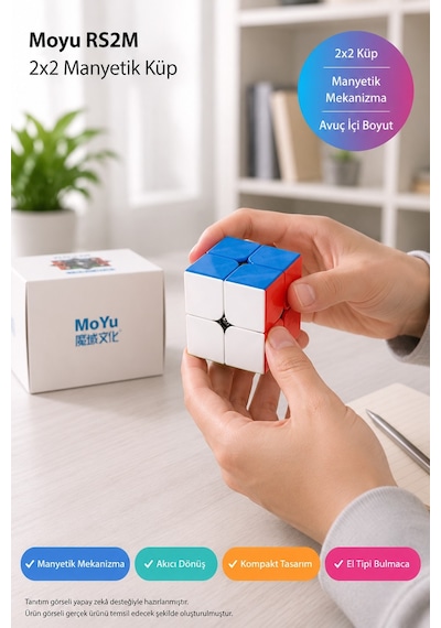 Moyu 2x2 Manyetik Zeka Küpü Stickerless Speed Cube Moyu Rs2m Akıcı Dönüşlü Kompakt Hobi Küpü