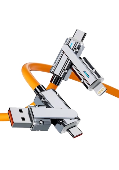 6020 Usb Type C Lightning 4 İn 1 Hızlı Şarj Data Kablosu Çevirici Dönüştürücü Adaptör 120w 2m